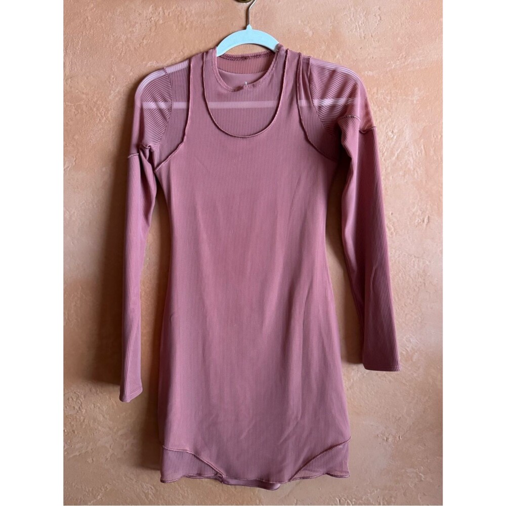 Alo Yoga Ribbed Long Sleeve Layered Athletic Dress Small